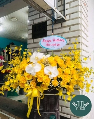 Lẵng hồng vàng tươi