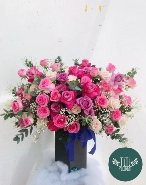 Lẵng hoa hồng phấn 