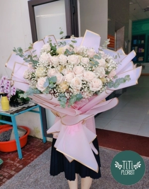 Bó hoa hồng phấn  đẹp