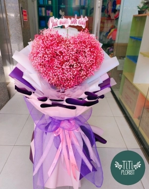 Bó hồng baby trái tim 