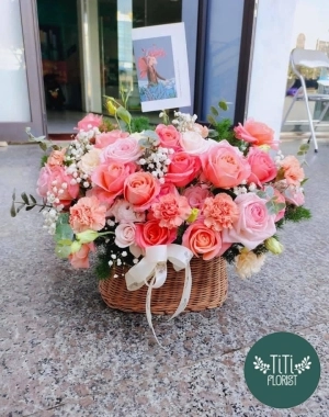 Giỏ hồng cam sinh nhật 