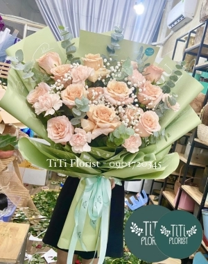 Bó hoa nhập tone pastel tươi tắn