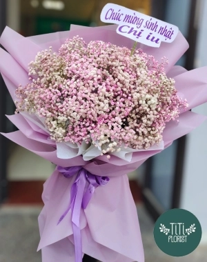 Bó hoa baby tím mộng mơ 