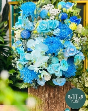 Chậu hoa  tông xanh dương đặt biệt 