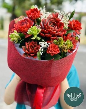 Bó hoa sen đá đỏ 