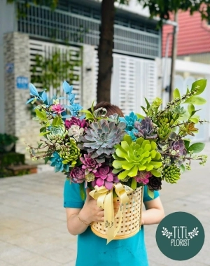 Giỏ hoa sen đá lớn 