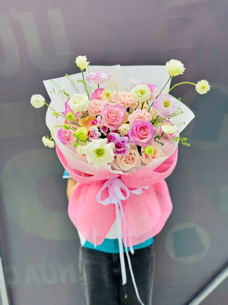 Bó hoa hồng pastel