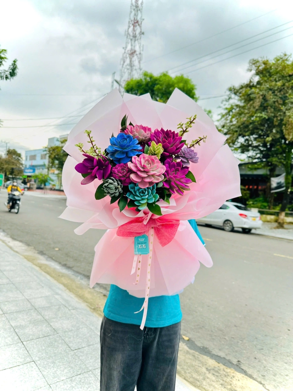 Lẵng hoa sen đá 1