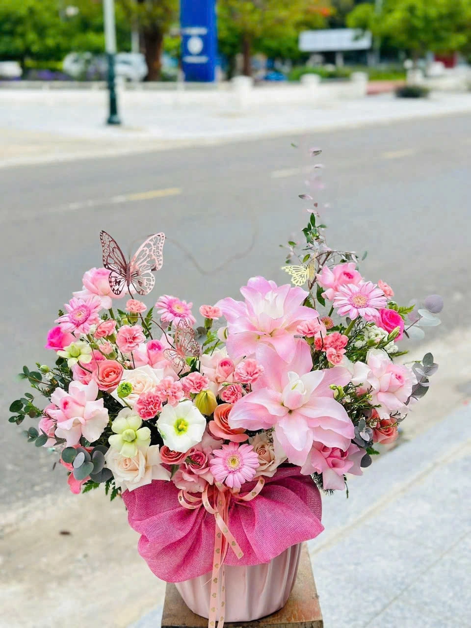 Lẵng Hoa Hồng Phấn 2