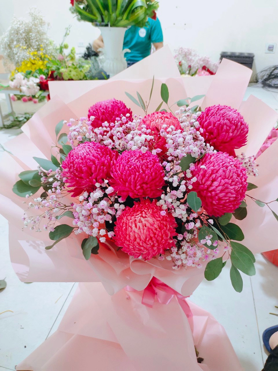 Bó cúc mẫu đơn 