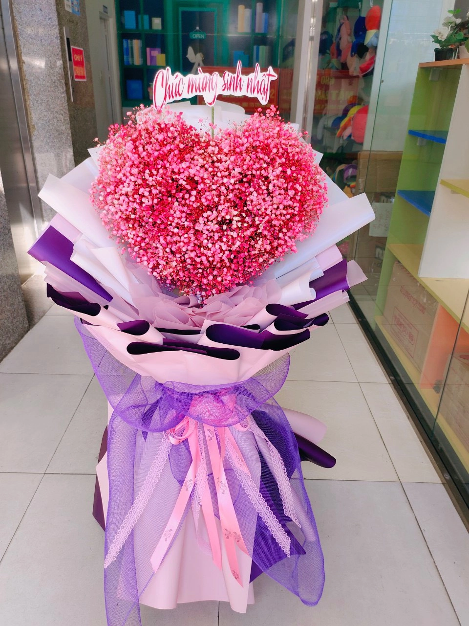 Bó hồng baby trái tim 