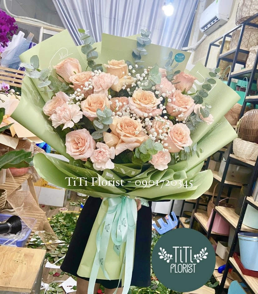Bó hoa nhập tone pastel tươi tắn