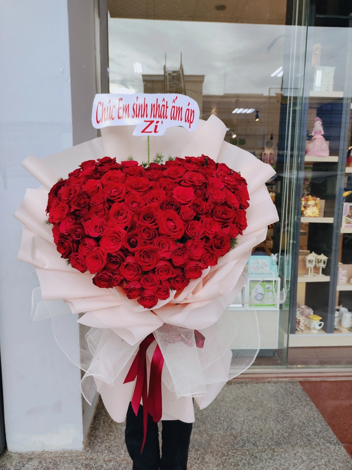 Bó hoa hồng đỏ trái tim 