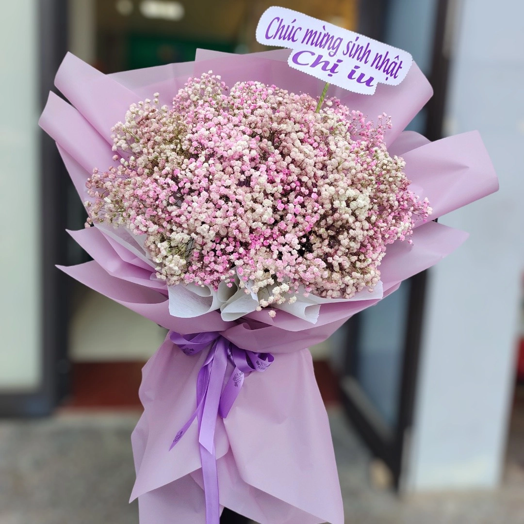 Bó hoa baby tím mộng mơ 