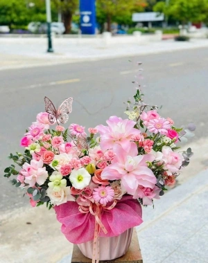 Lẵng Hoa Hồng Phấn 2